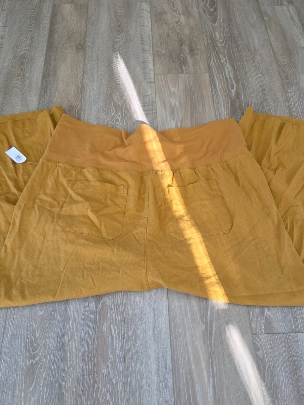 NWT Old Navy Maternity Rollover Waist Linen Blend Wide Leg Pants Gold XXL - Picture 4 of 6